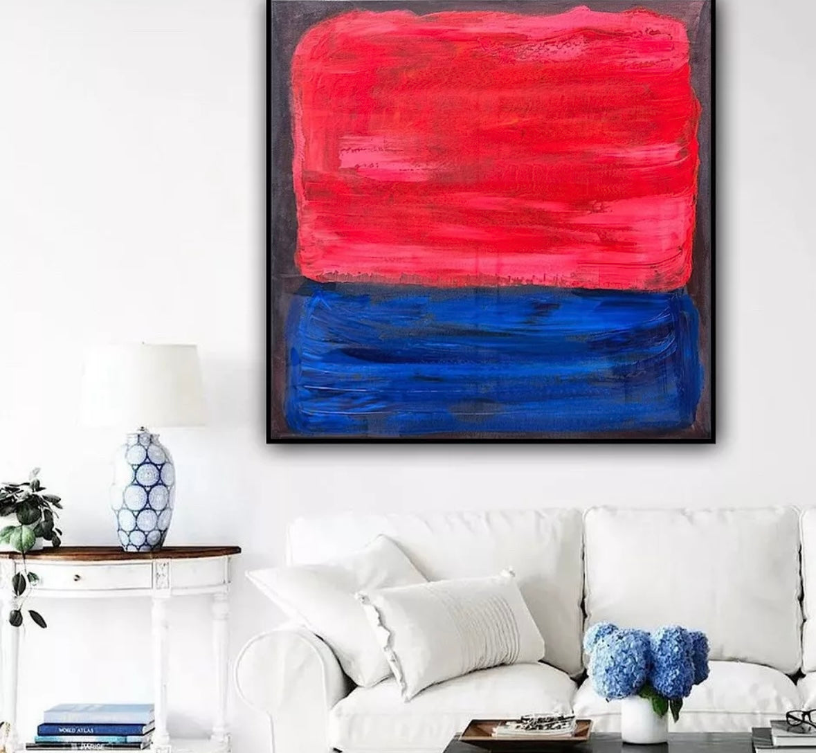 Oka Rothko Design Contemporary Abstract Original Oil Painting On 80x80cm Canvas Indigo
