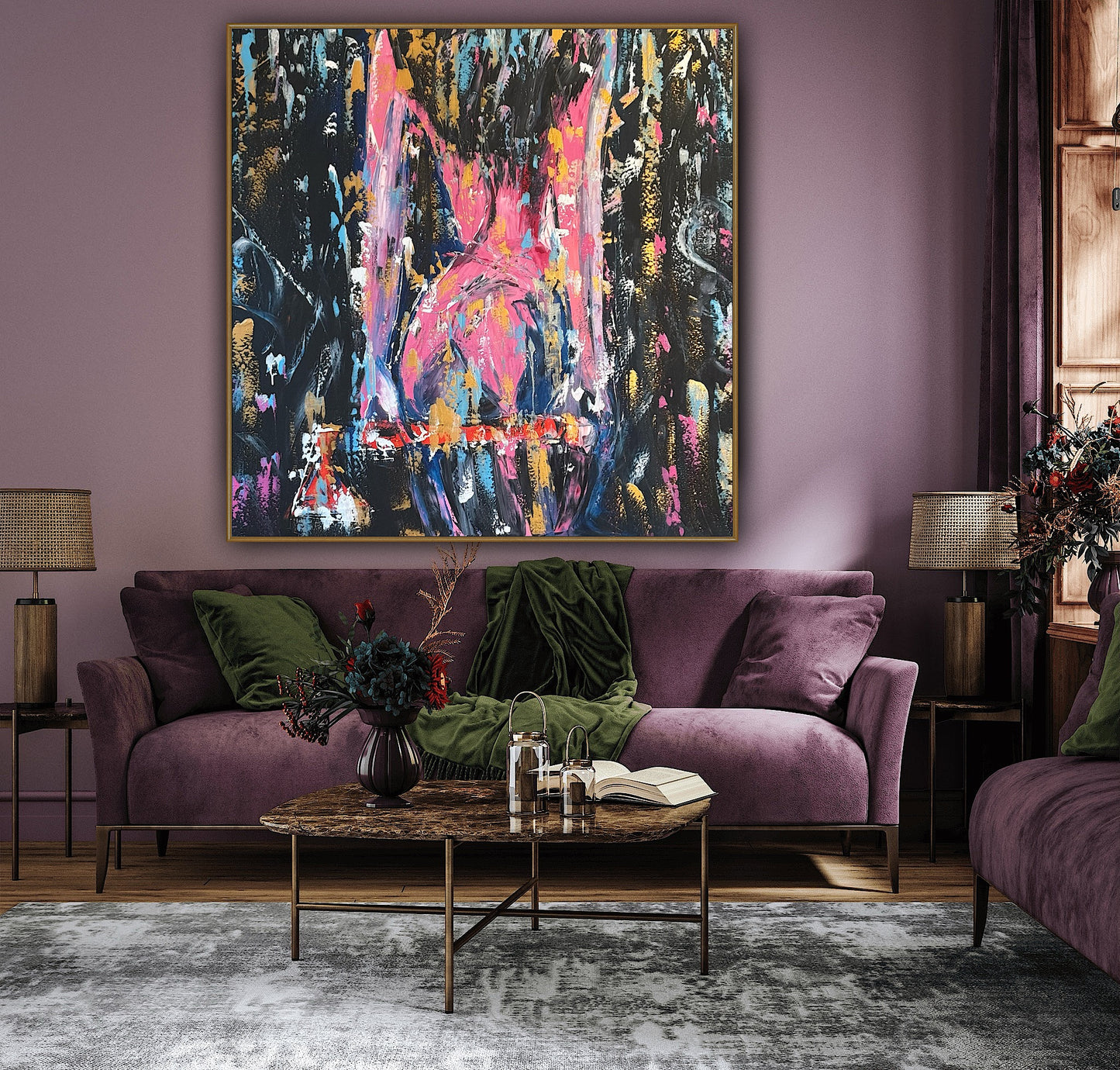 Richter StyLe Abstract Original Oil Painting On Canvas 100x100cm Nude Dancer