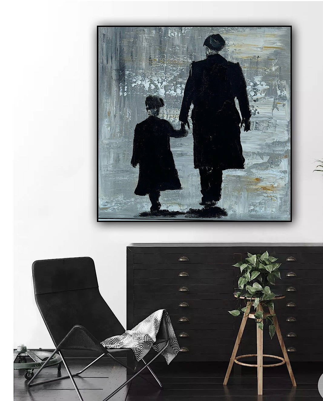 Figurative Modern Abstract contrmporary oil Painting On Canvas 40x40cm Tommy and Charlie Shelby