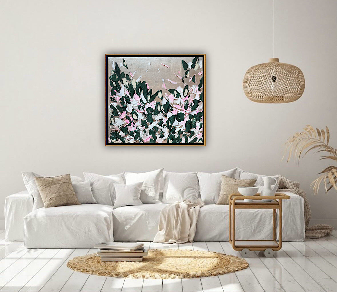 Framed Original Abstract contemporary Oil Painting On Canvas 45x40cm Eden Gardens II Oka