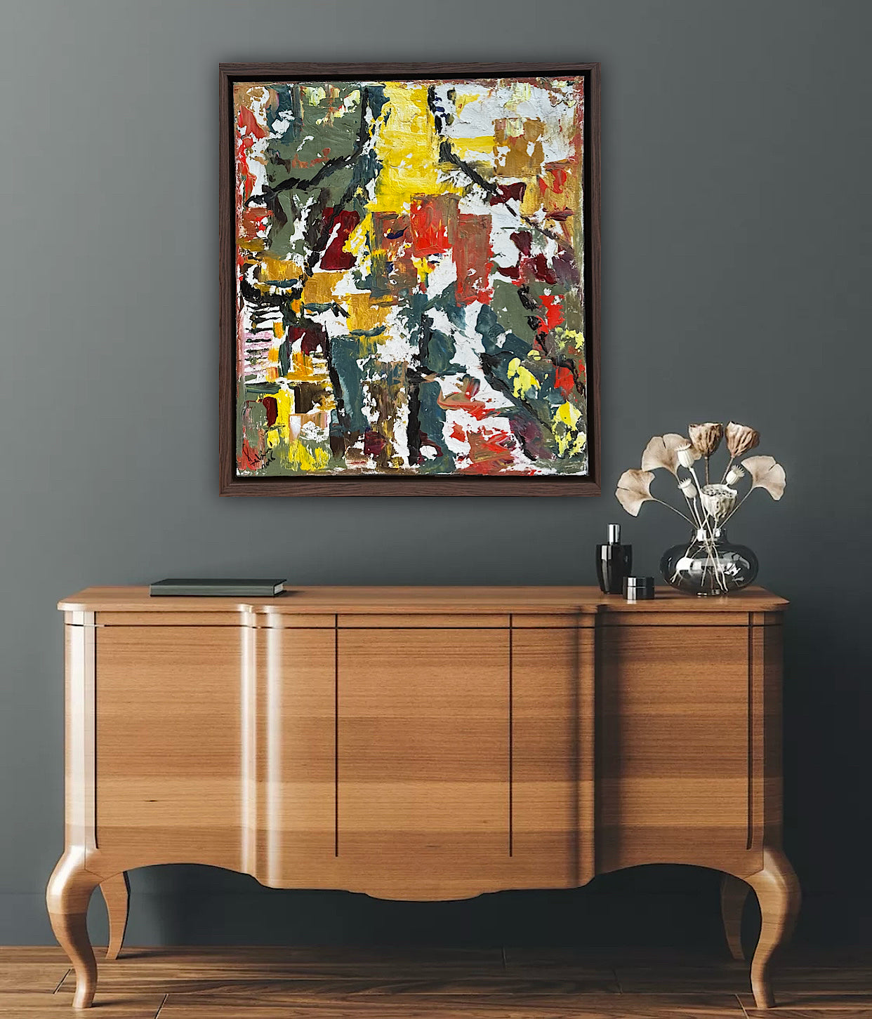 Framed Original Abstract contemporary Oil Painting On Canvas 47x53cm Summer in Venice Oka