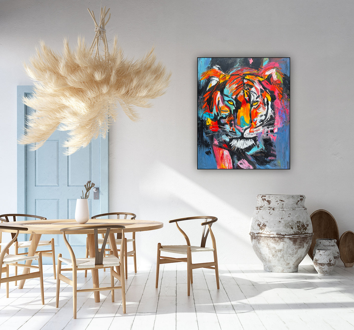 Contemporary Abstract Original Oil Painting On 90 x 76cm Canvas ‘Wild Majesty’’ Tiger