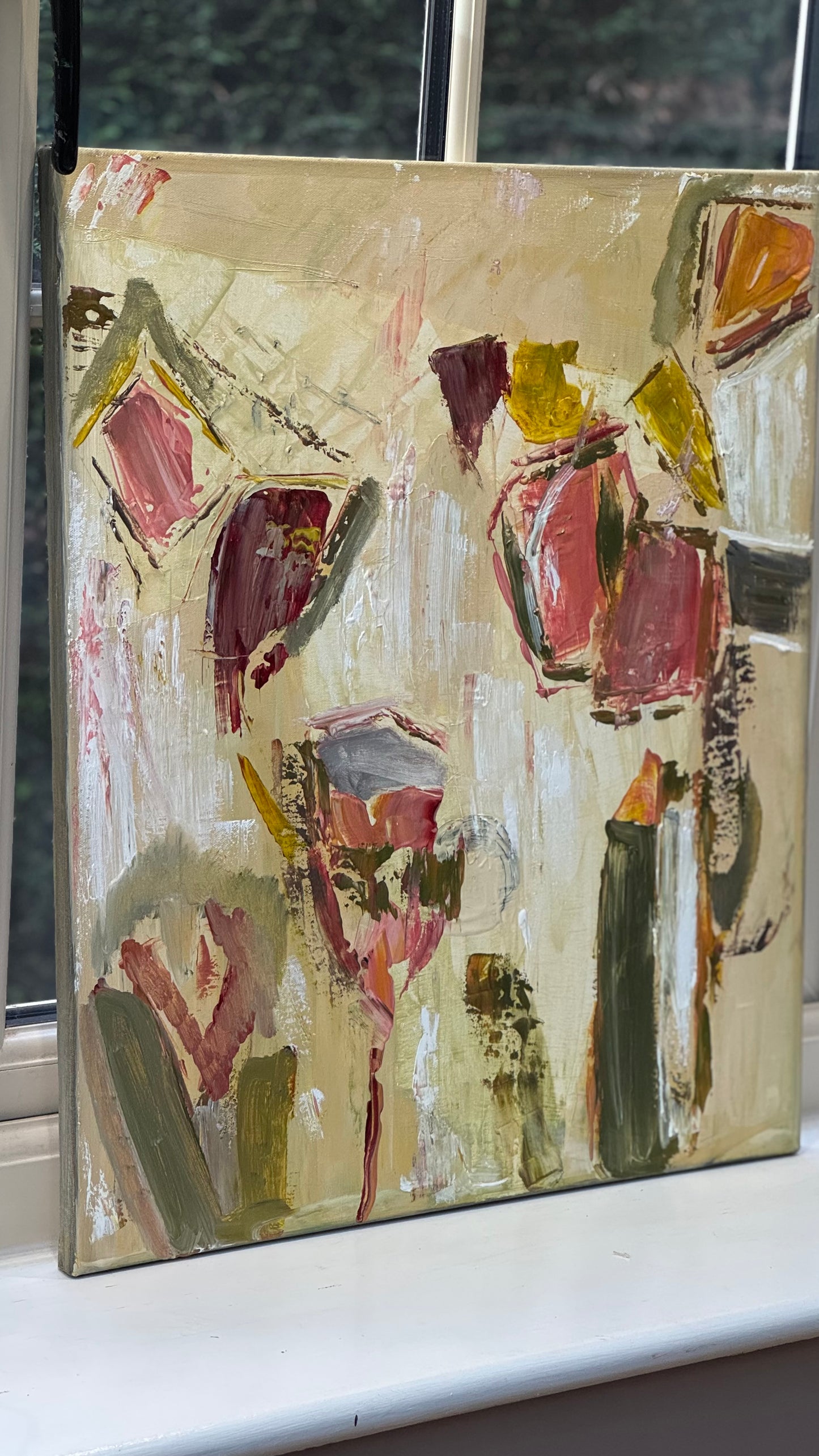 Oka Style Abstract contemporary Oil Painting On Canvas 50 x 60cm Orcia flower