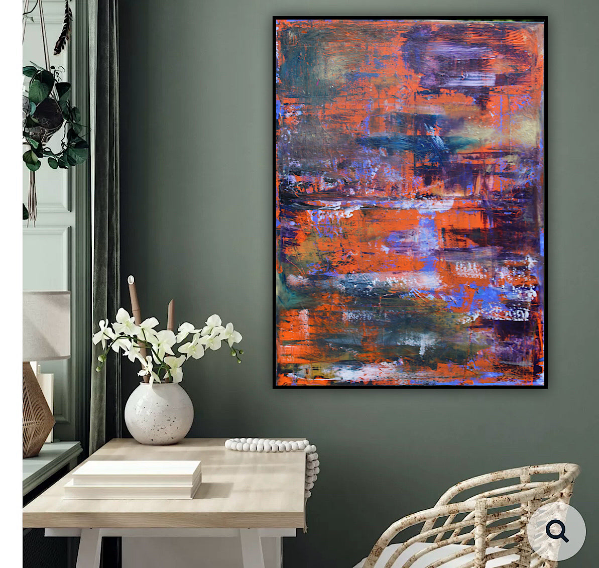 Large Abstract Original Oil Painting On 100x80cm canvas Oka Reflections