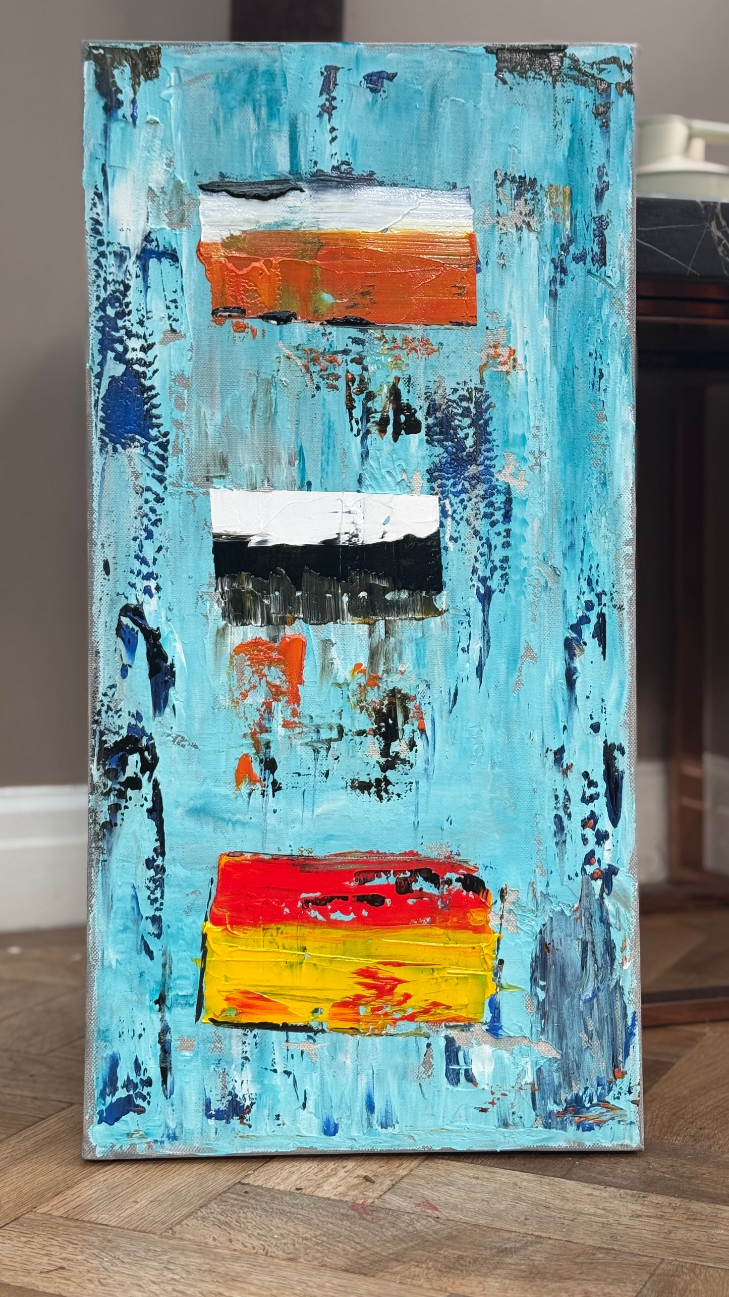 Oka Contemporary Abstract Original Oil Painting 30cm x 60cm textured Essenes of Strength
