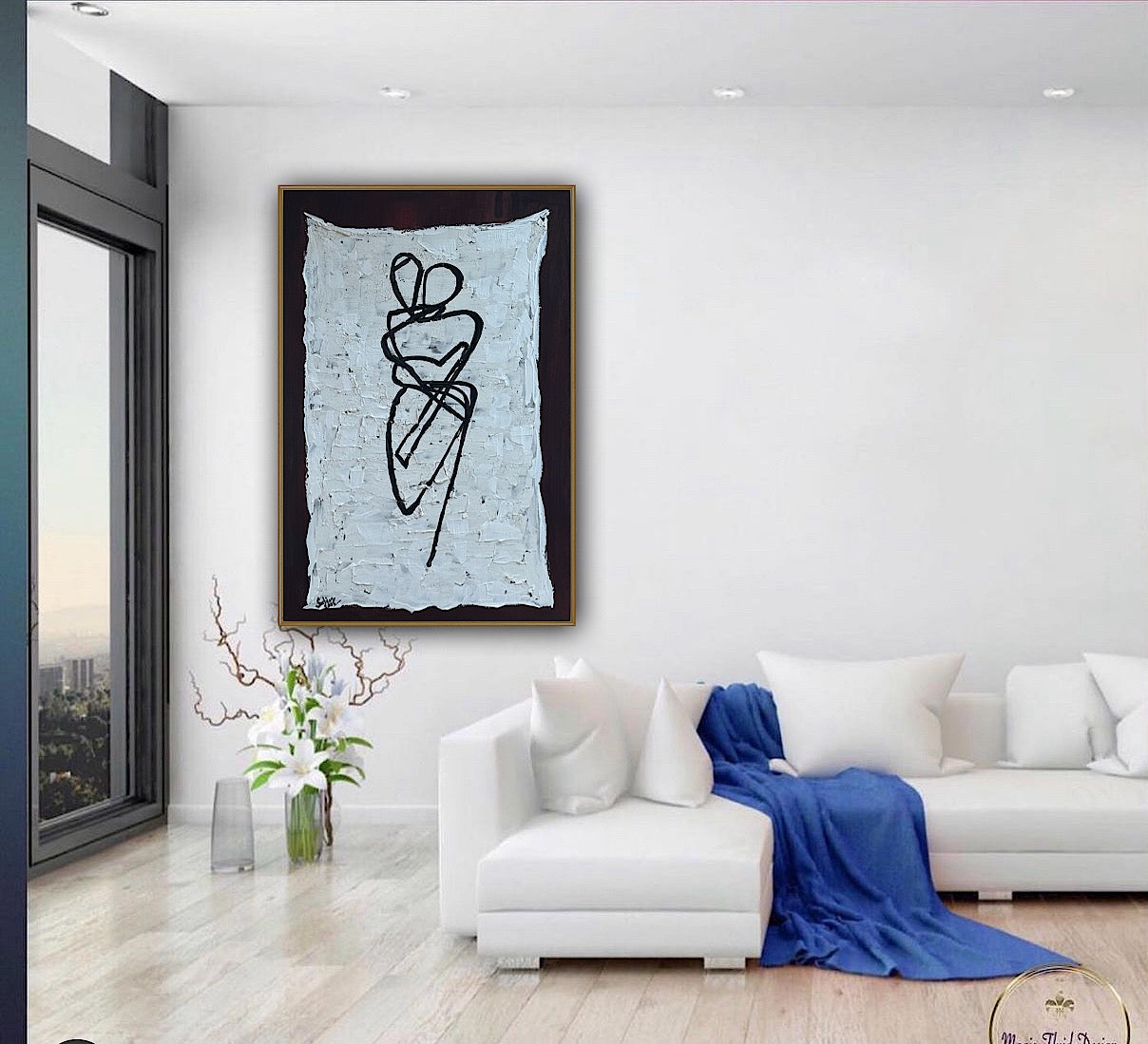 Oka Design Contemporary Abstract Original Oil Painting On 90 x 60cm Canvas Lovers nude on unber background