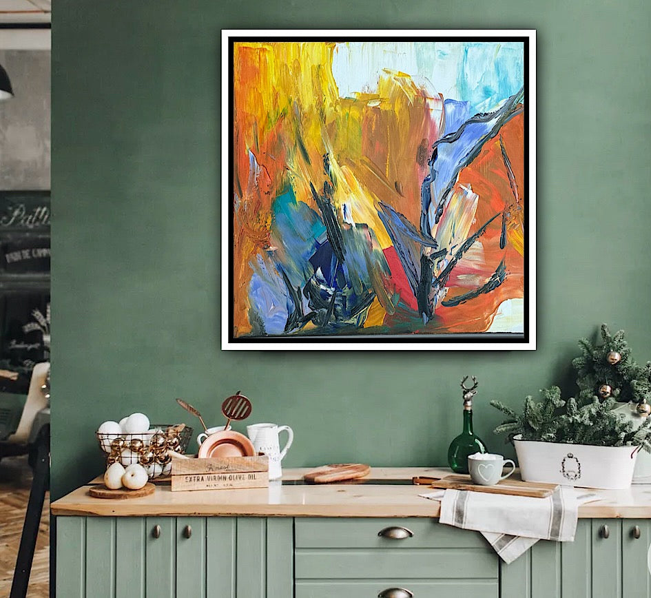 Framed Oka Contemporary Abstract Original Oil Painting serenade of seasons II floral