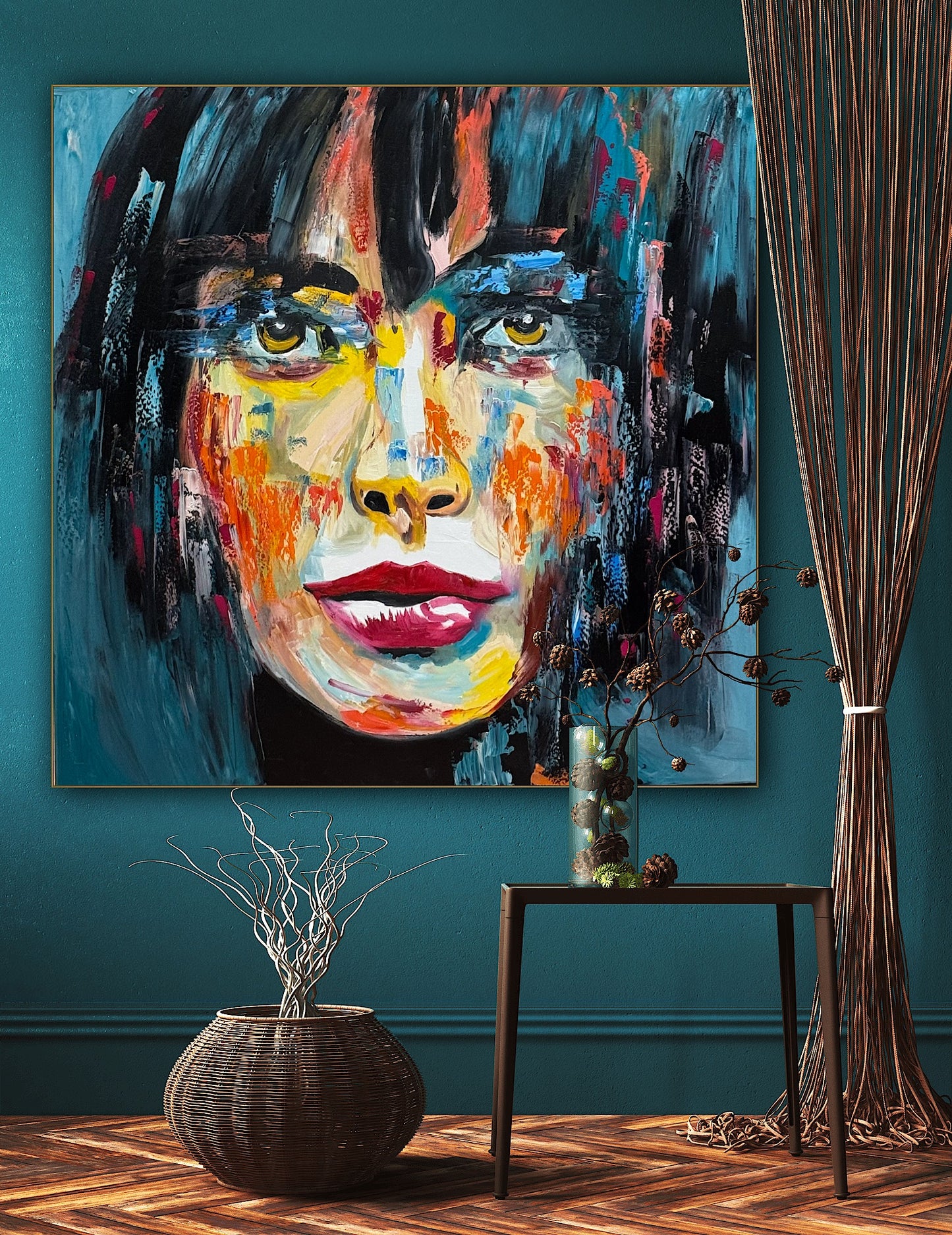 Richter Style Abstract Original Oil Painting On 100 x 100cm canvas Beauty Shades of Tranquility portrait