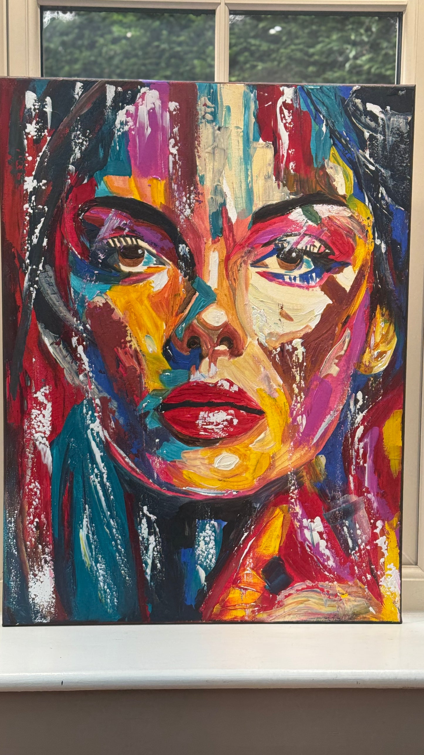 Contemporary Abstract Original Oil Painting On Canvas 80x60cm Poser Within Woman’s portrait