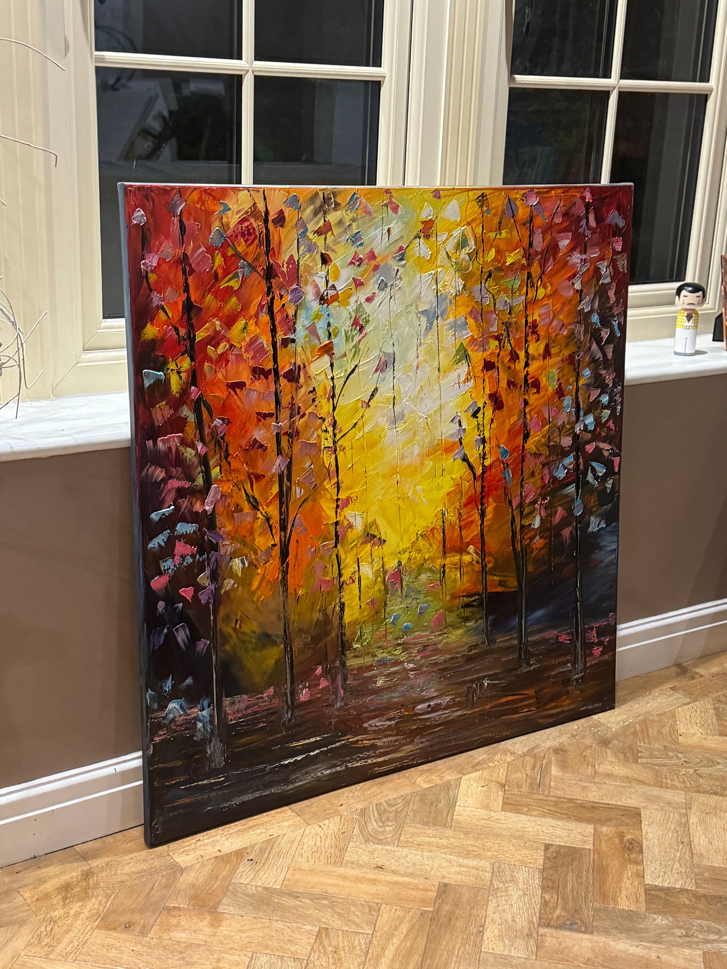 Oka Contemporary Abstract Original Oil Painting 100 x100cm Autumn Forest floral