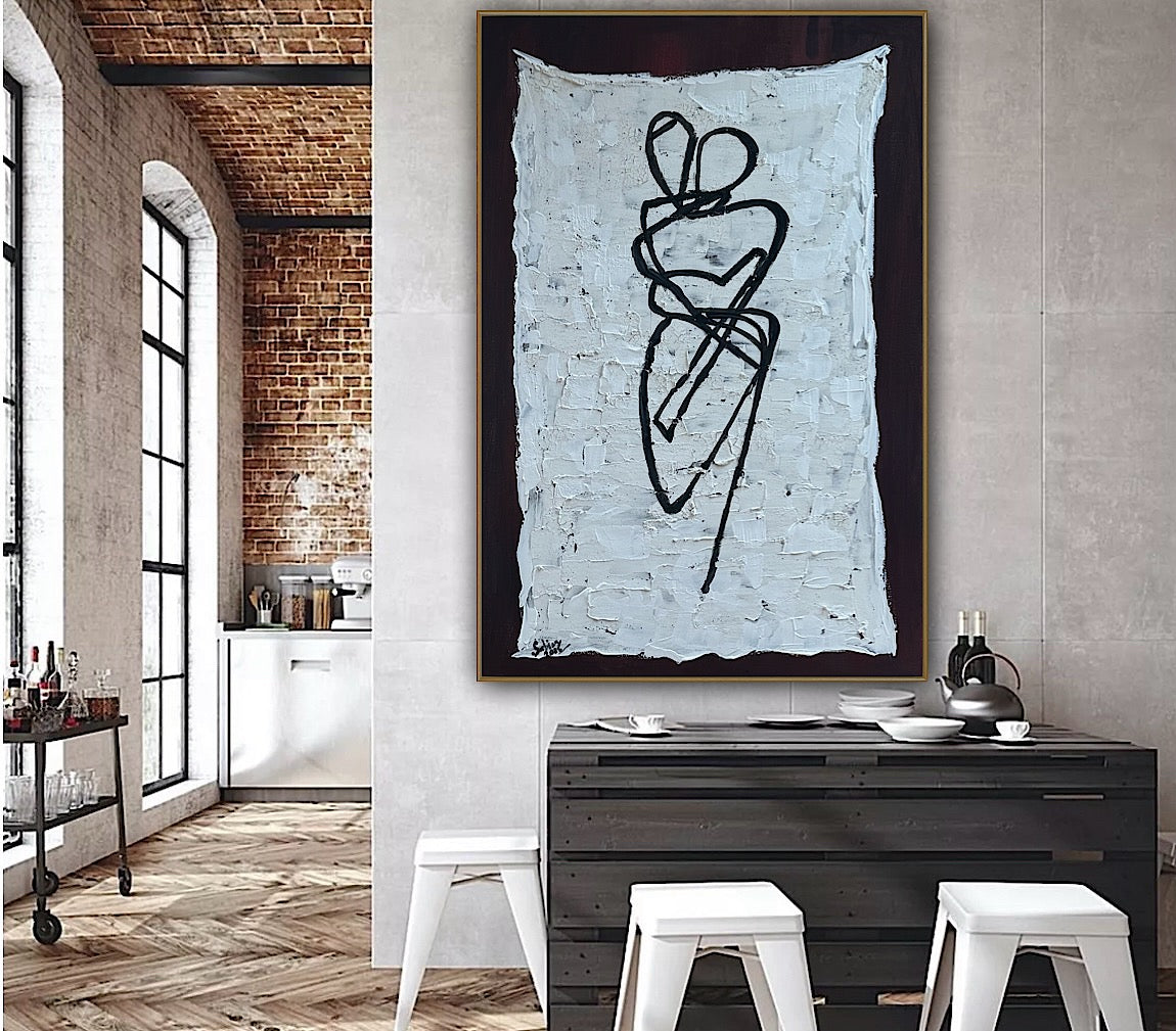 Oka Design Contemporary Abstract Original Oil Painting On 90 x 60cm Canvas Lovers nude on unber background