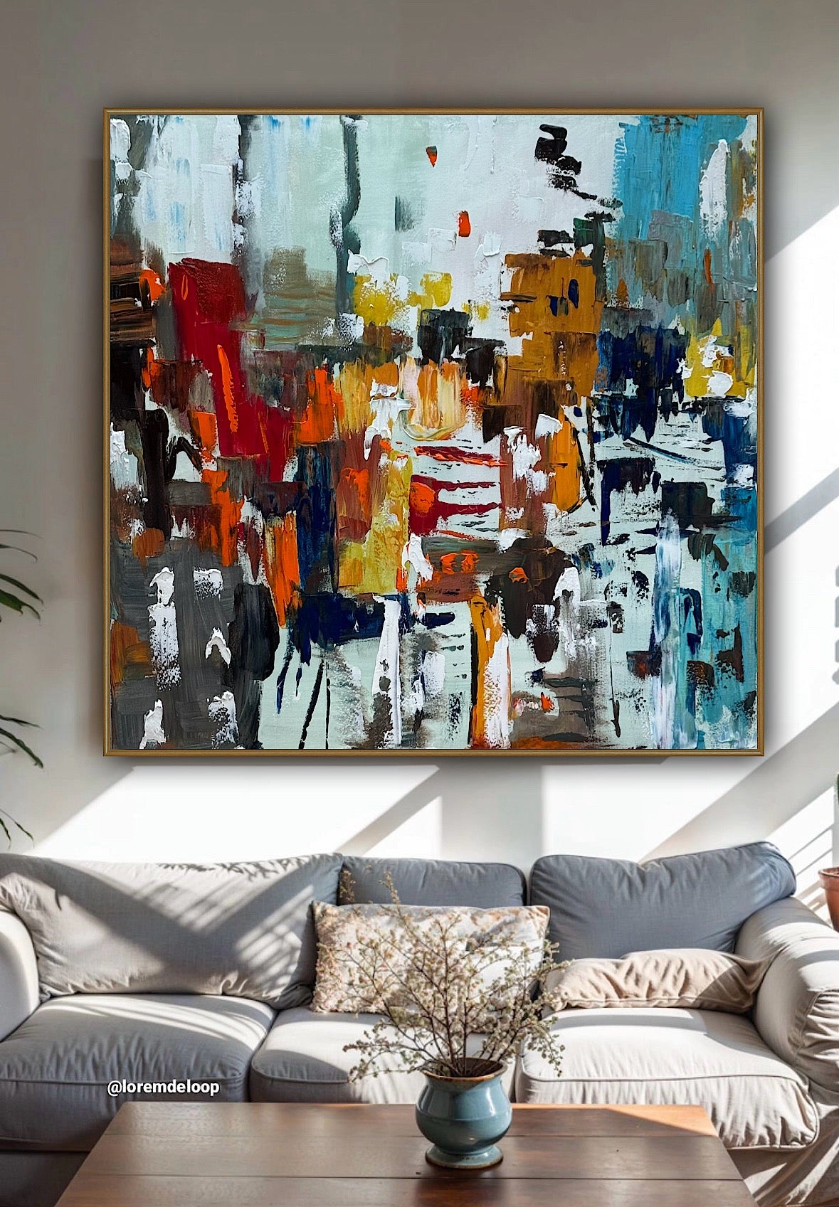 Oka Contemporary Abstract Original Oil Painting 100x100cm canvas Cityscape abstract