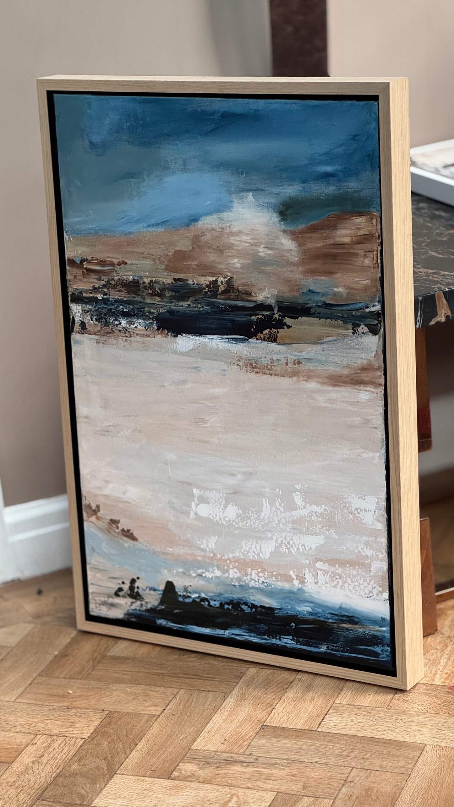 Framed Original Abstract contemporary Oil Painting On Canvas 83x56cm Amalfi Coast Oka