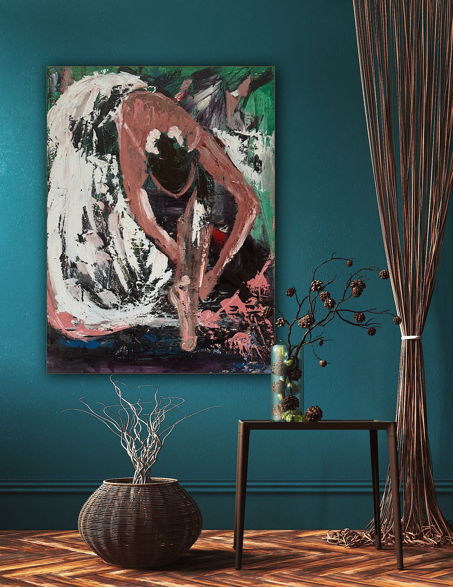 Richter original Abstract Oil Painting On 1.8cm Canvas 45x60cm Ballet Dancer