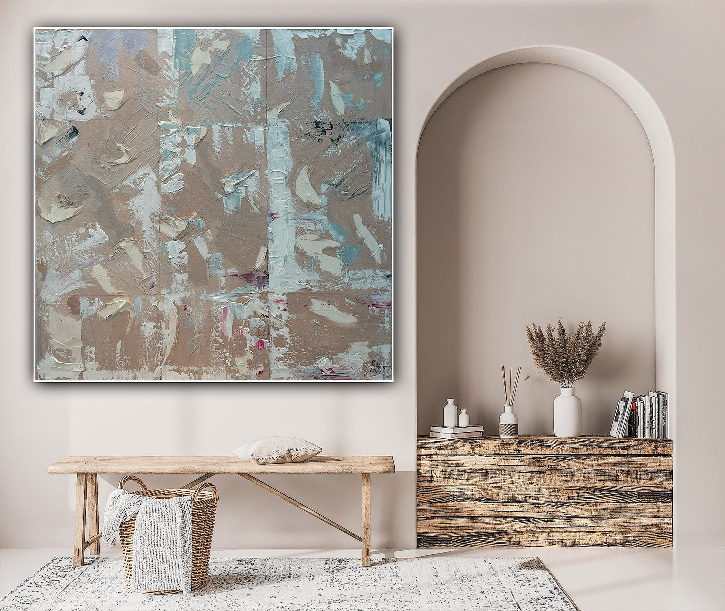 Oka Contemporary Abstract Original Oil Painting 80 x 80cm textured Mountains