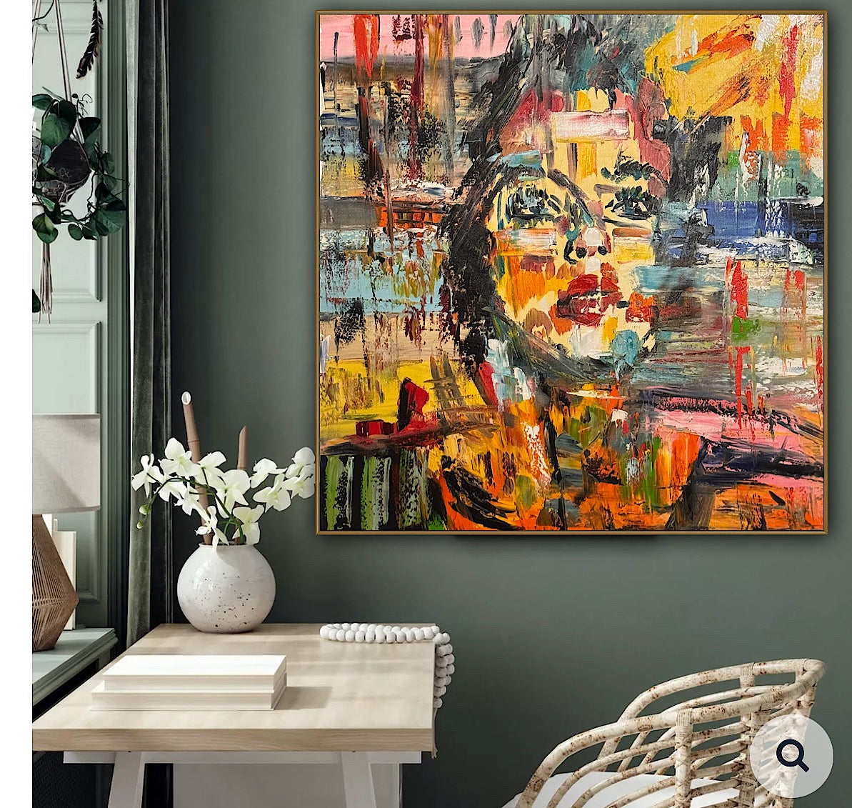 Contemporary Abstract Original Oil Painting On Canvas 80x80cm Graffiti Art Woman’s portrait