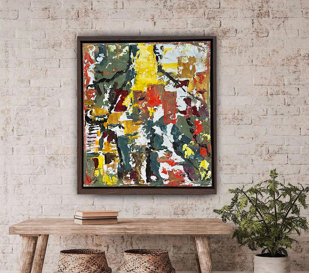 Framed Original Abstract contemporary Oil Painting On Canvas 47x53cm Summer in Venice Oka