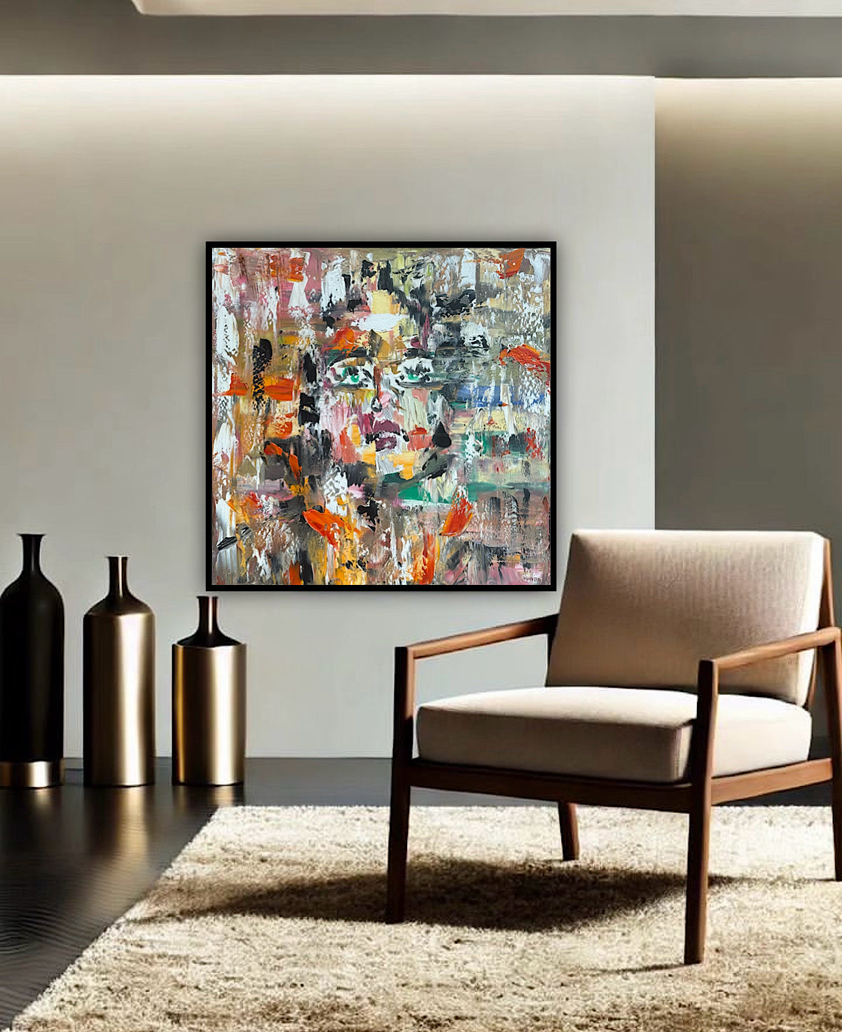 Oka Contemporary Abstract Original Oil Painting On Canvas 80x80cm Woman’s Dreams textured
