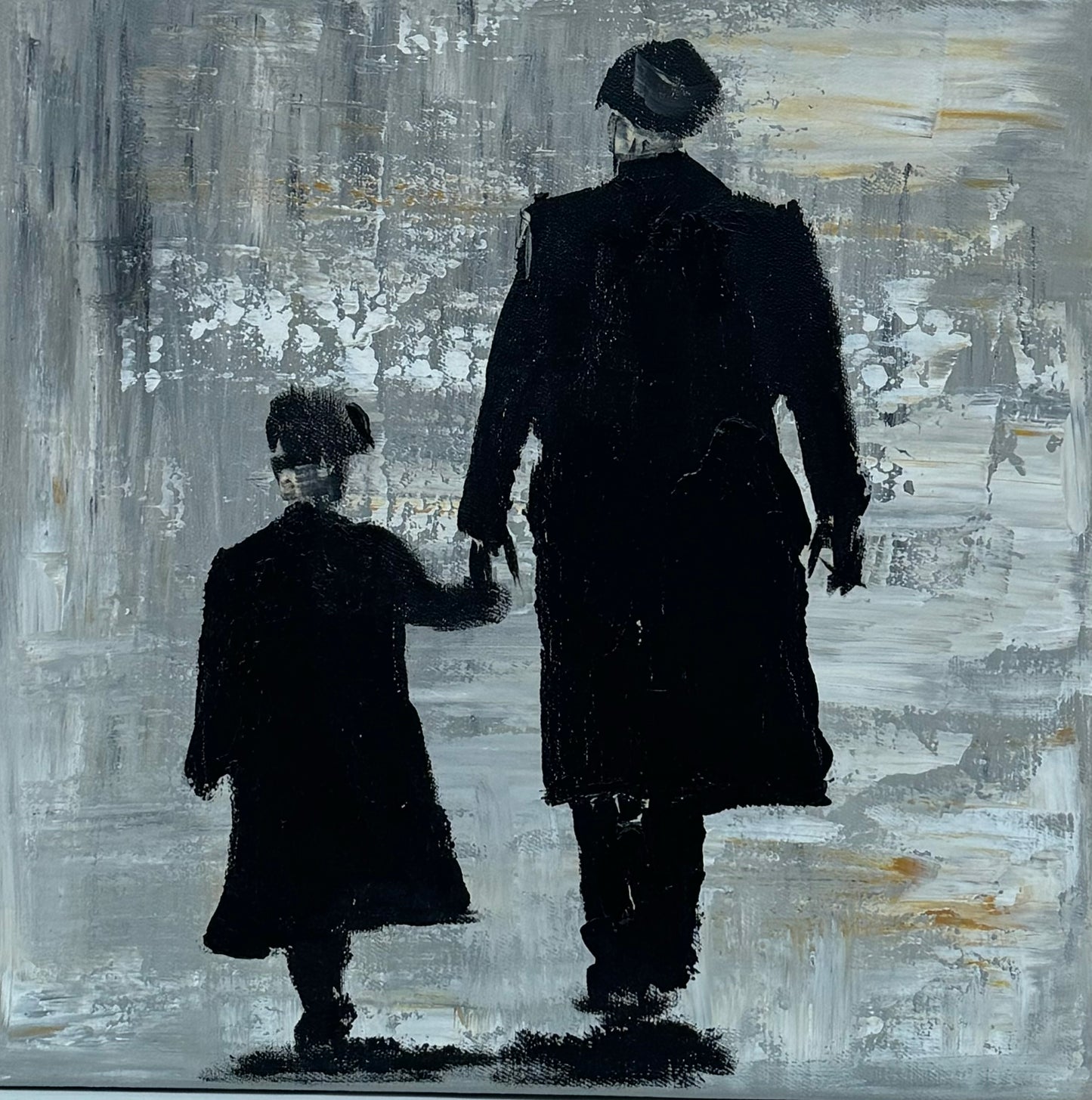 Figurative Modern Abstract contrmporary oil Painting On Canvas 40x40cm Tommy and Charlie Shelby