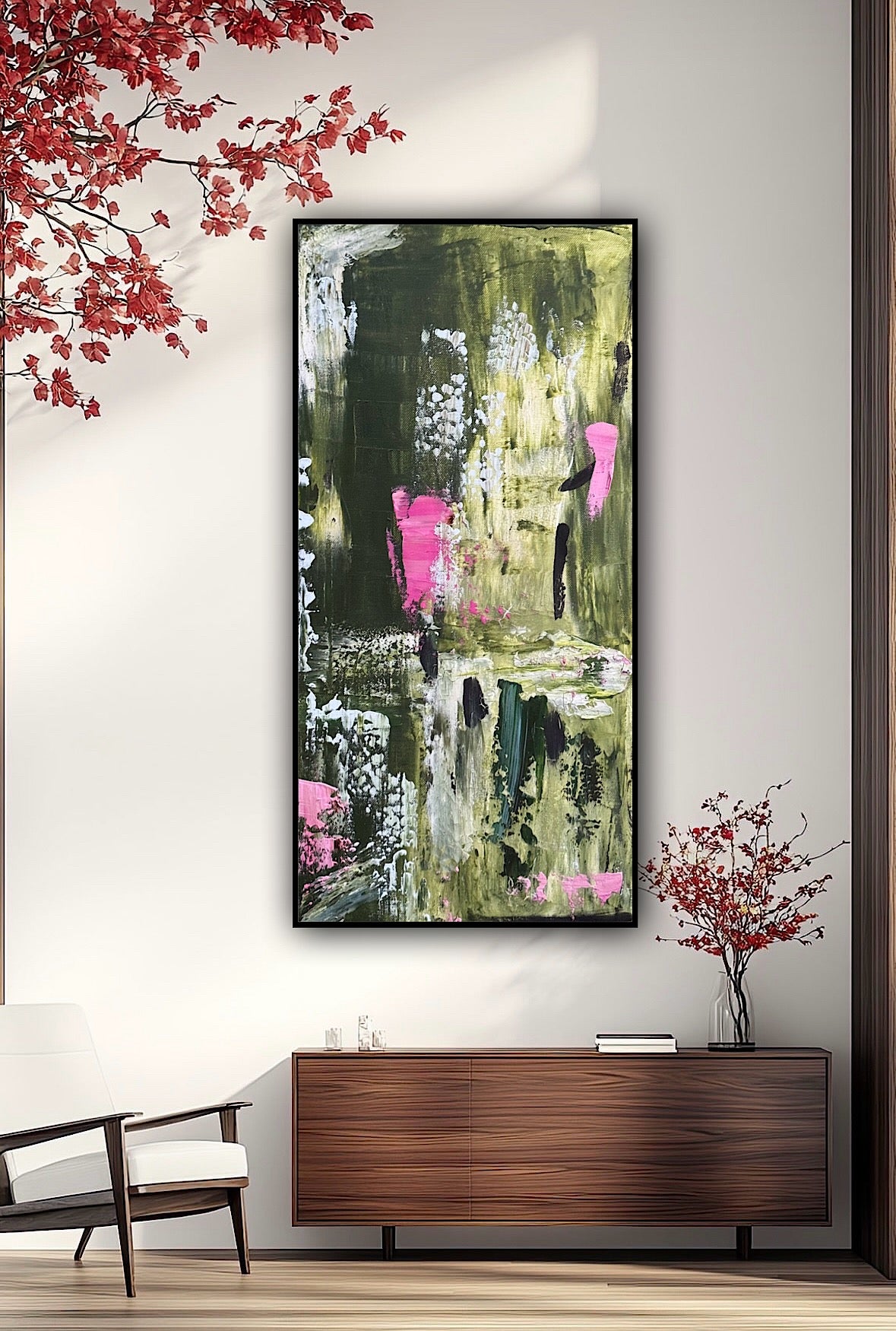 Oka Contemporary Abstract Original Oil Painting 30cm x 60cm textured Lavendar Bay