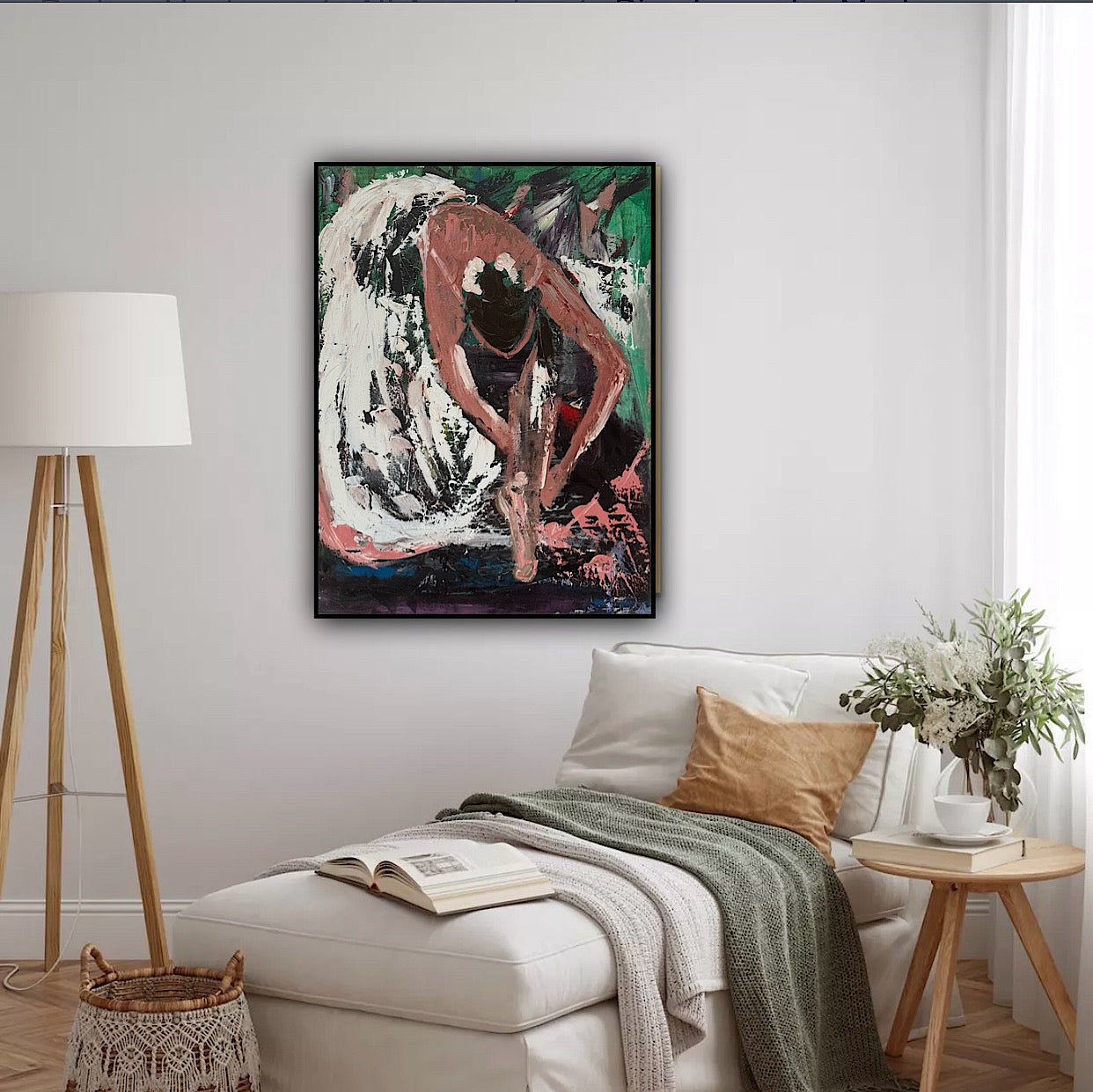 Richter original Abstract Oil Painting On 1.8cm Canvas 45x60cm Ballet Dancer