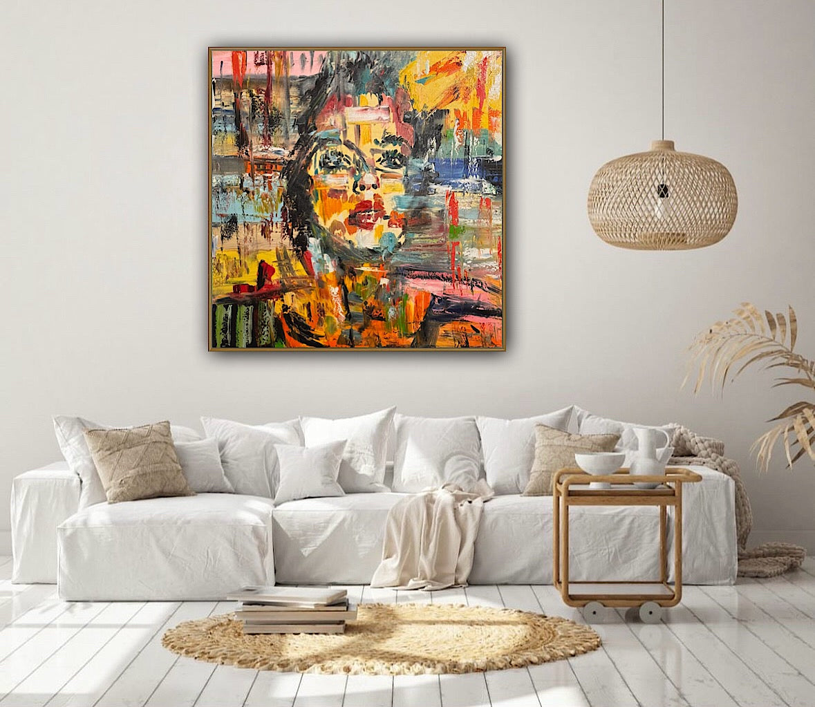 Contemporary Abstract Original Oil Painting On Canvas 80x80cm Graffiti Art Woman’s portrait