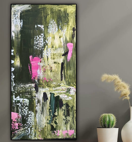 Oka Contemporary Abstract Original Oil Painting 30cm x 60cm textured Lavendar Bay