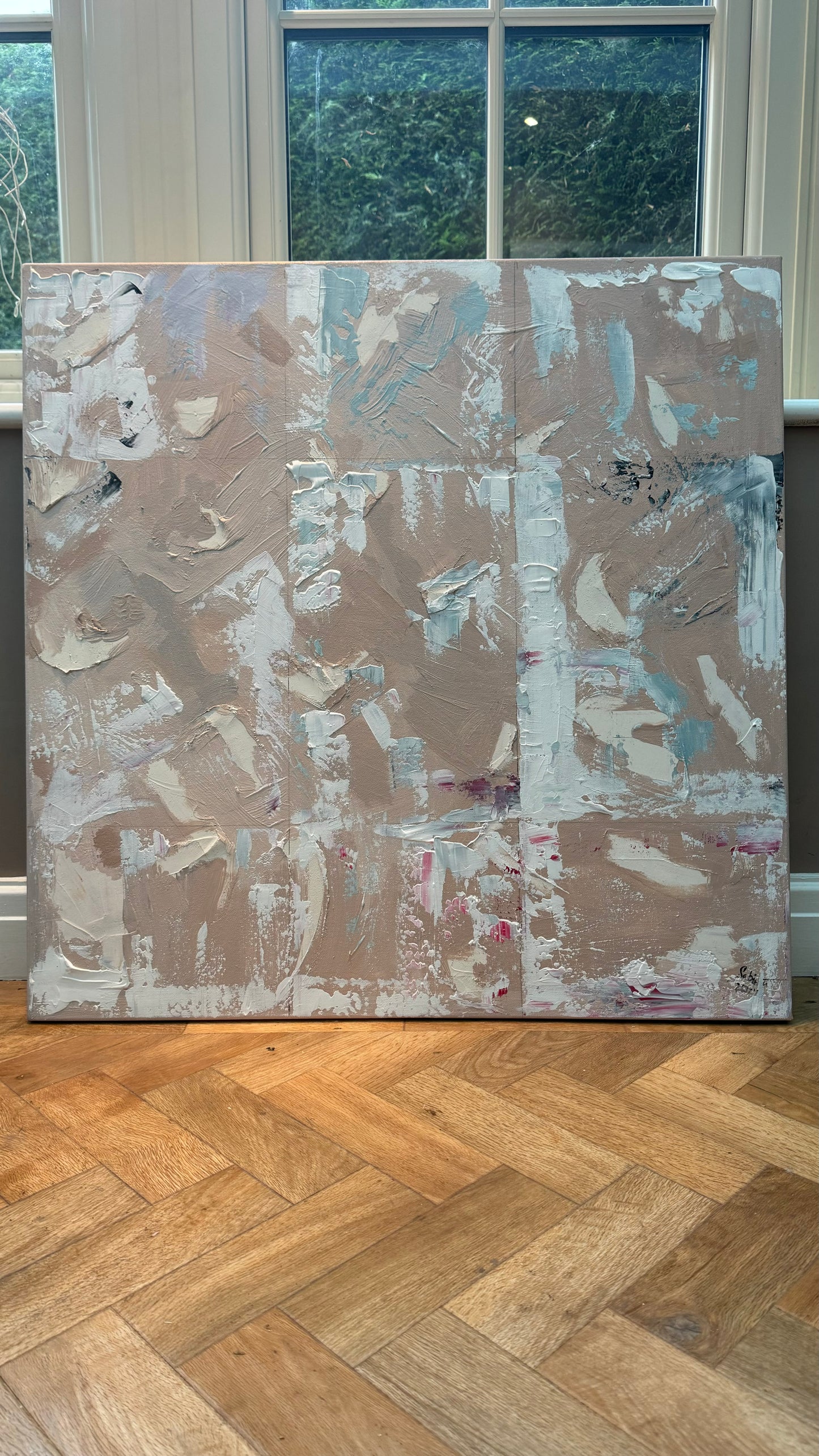 Oka Contemporary Abstract Original Oil Painting 80 x 80cm textured Mountains