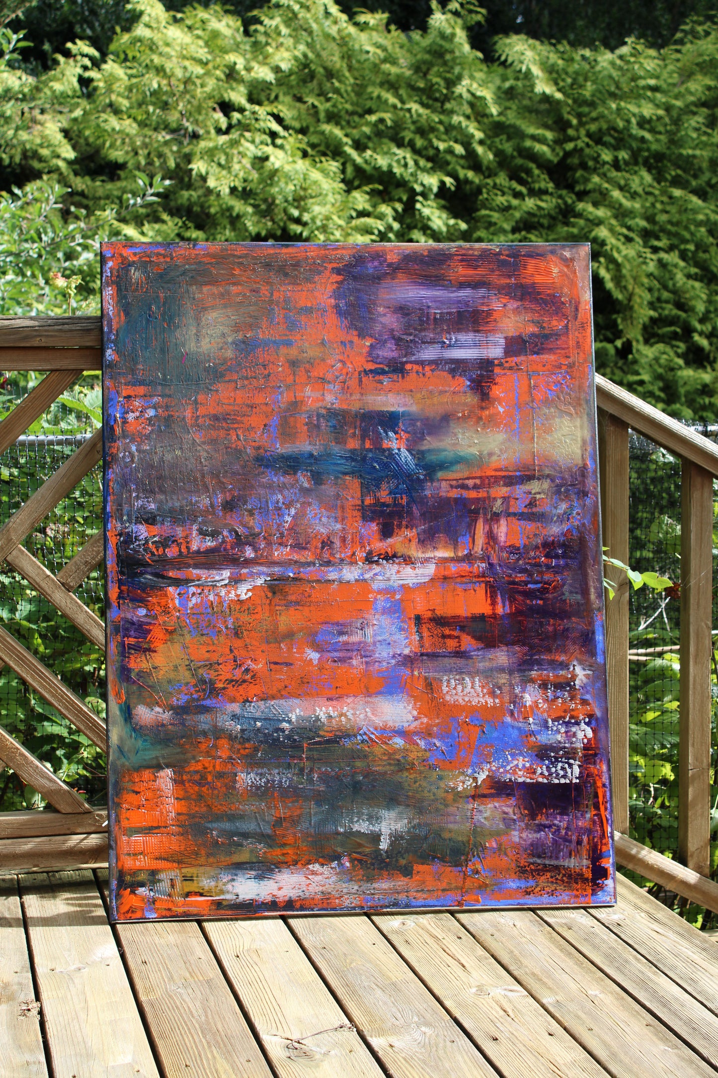 Large Abstract Original Oil Painting On 100x80cm canvas Oka Reflections