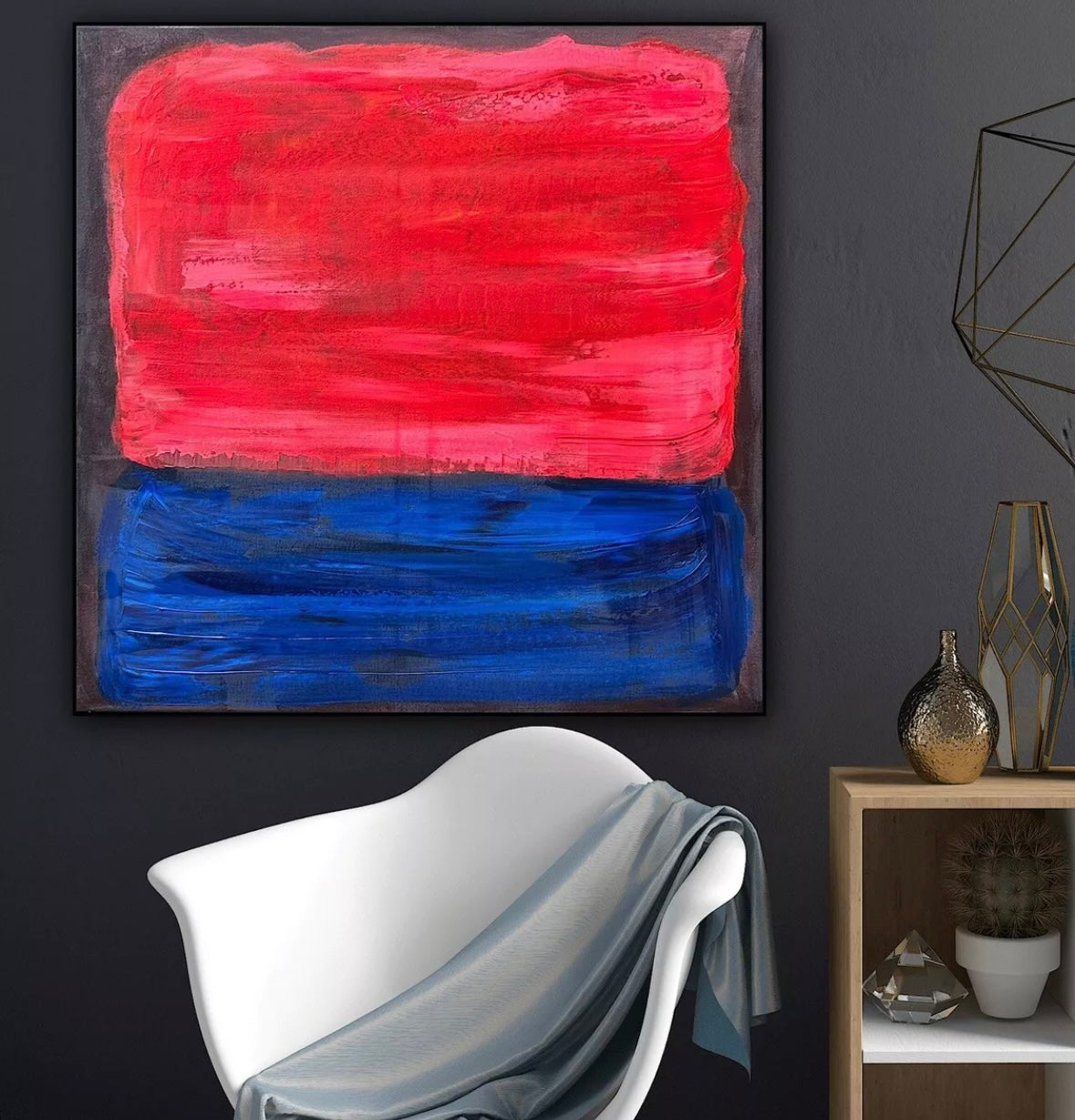 Oka Rothko Design Contemporary Abstract Original Oil Painting On 80x80cm Canvas Indigo