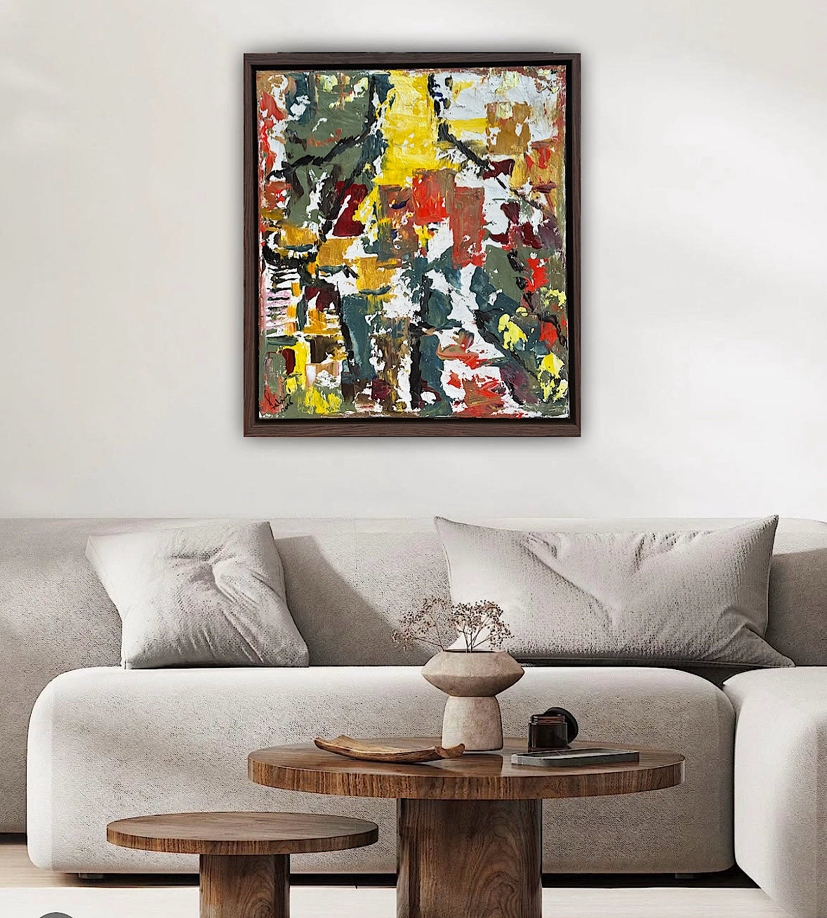 Framed Original Abstract contemporary Oil Painting On Canvas 47x53cm Summer in Venice Oka