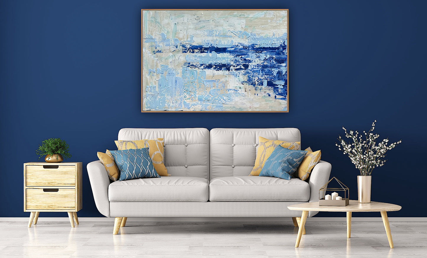 Textured Original Abstract acrylic Painting On Canvas 85 x 60cm Summer Beach