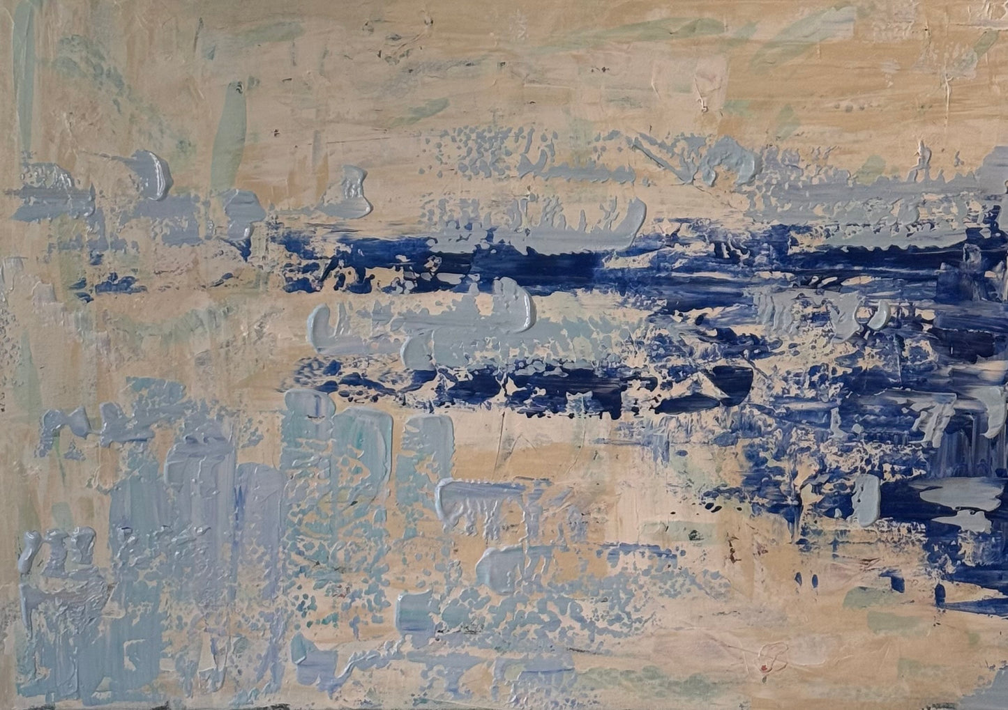 Textured Original Abstract acrylic Painting On Canvas 85 x 60cm Summer Beach