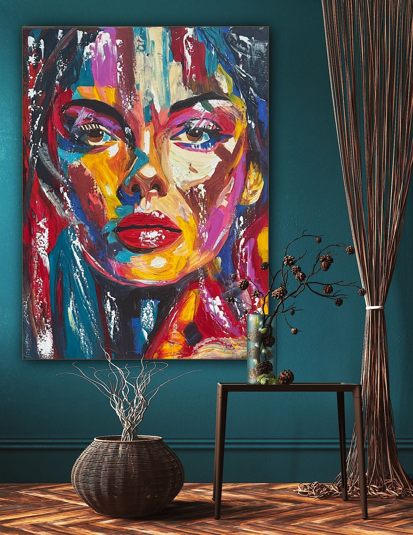 Contemporary Abstract Original Oil Painting On Canvas 80x60cm Poser Within Woman’s portrait