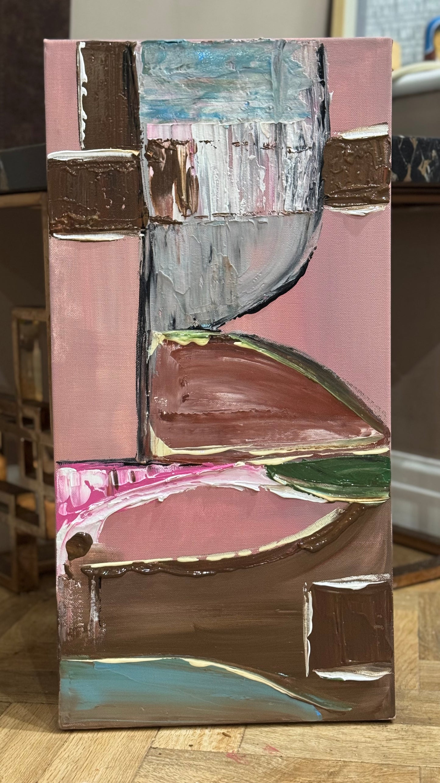 Oka Contemporary Abstract Original Oil Painting 30cm x 60cm textured Harmonic Layer
