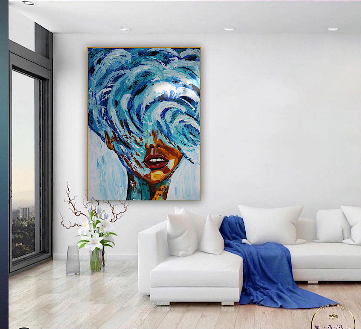 Large Abstract Original Oil Painting On 120x91cm canvas textured Wave Wilderness