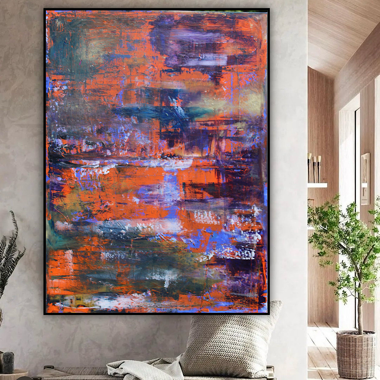 Large Abstract Original Oil Painting On 100x80cm canvas Oka Reflections