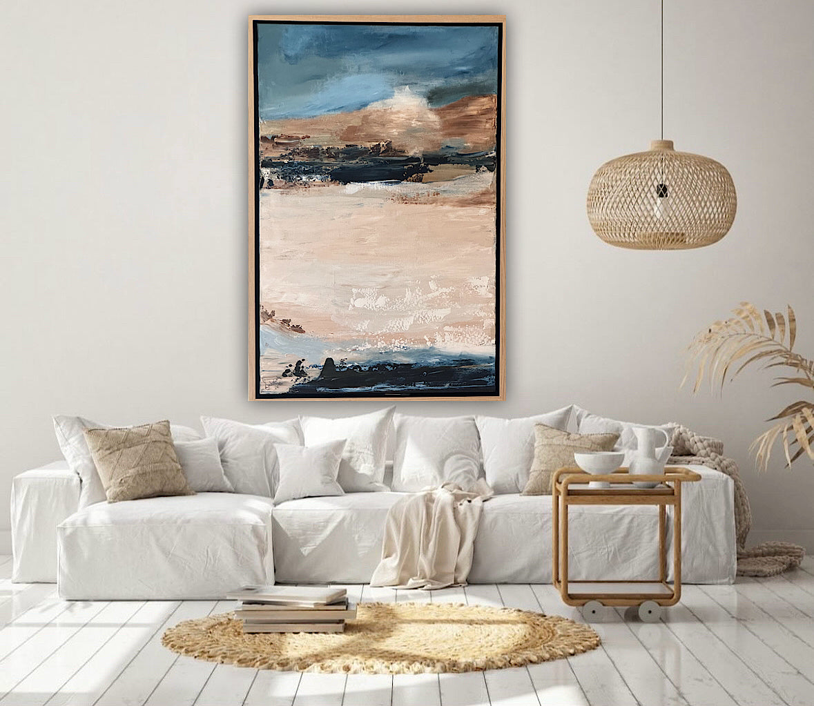 Framed Original Abstract contemporary Oil Painting On Canvas 83x56cm Amalfi Coast Oka