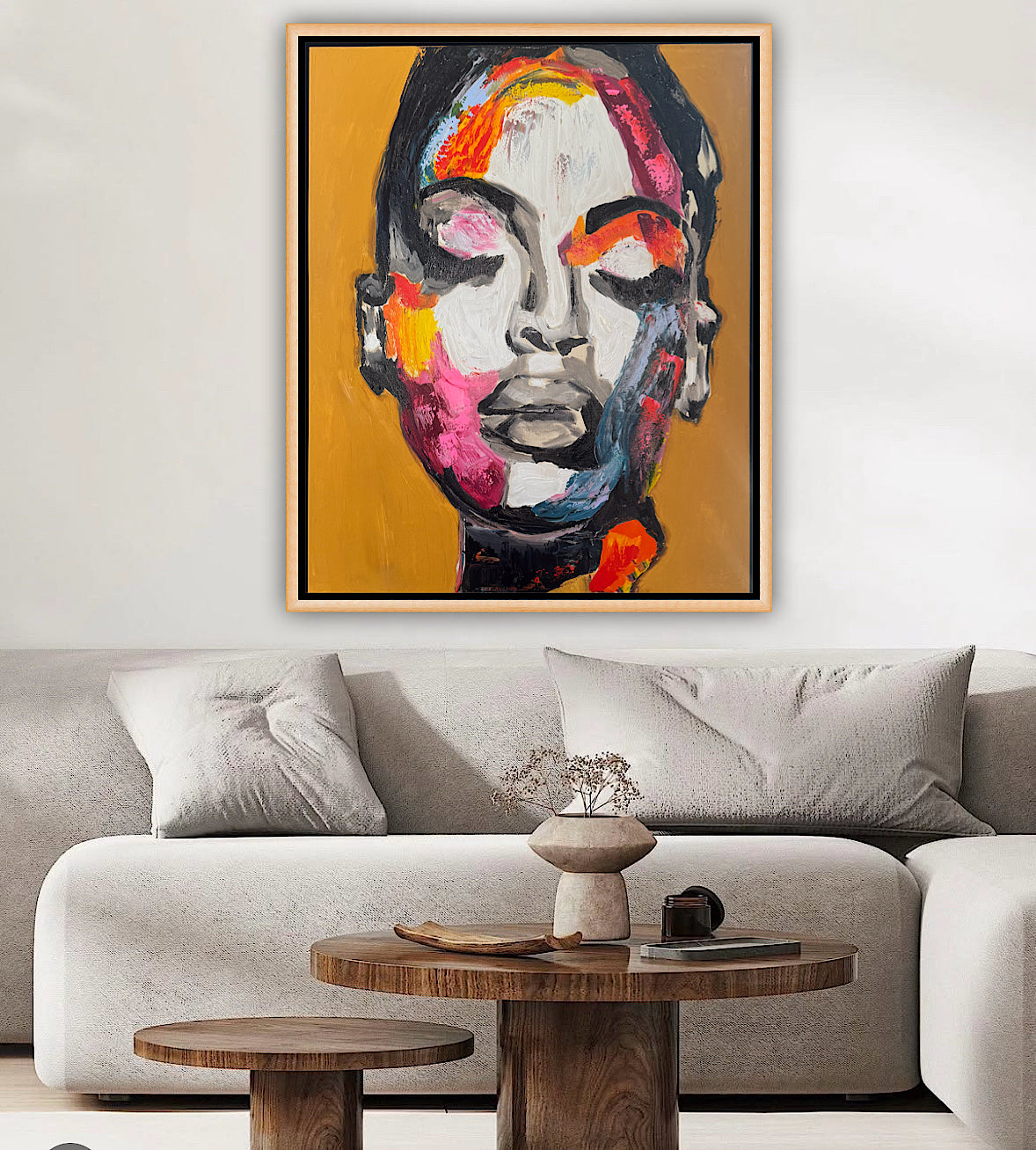Framed in solid oak frame Original Abstract Oil Painting On Canvas 75x60cm ‘The strong woman’ Oka portrait