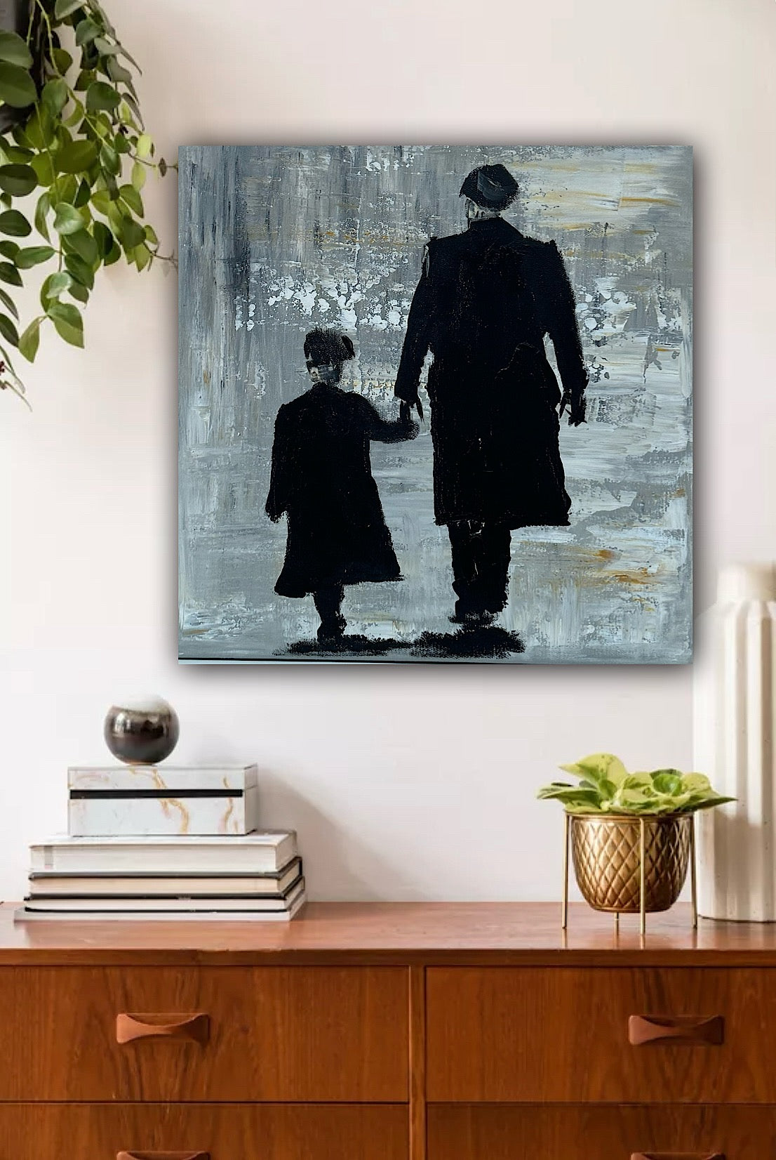 Figurative Modern Abstract contrmporary oil Painting On Canvas 40x40cm Tommy and Charlie Shelby
