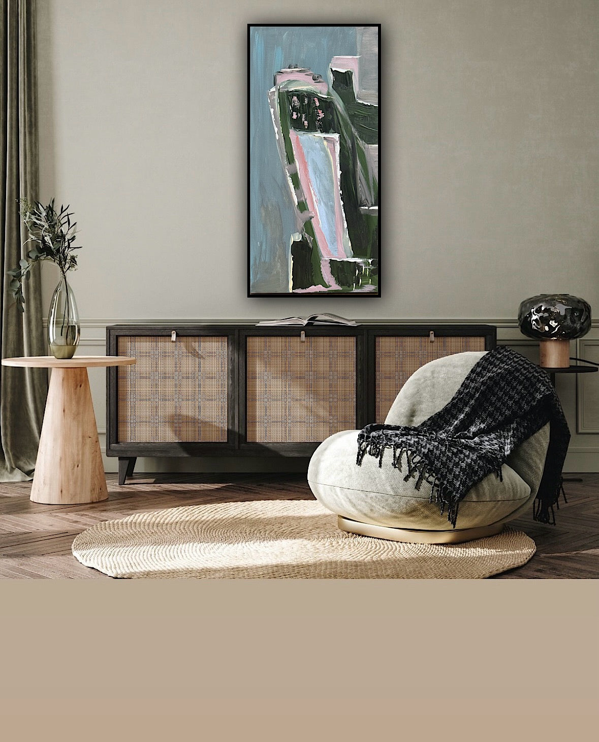 Oka Contemporary Abstract Original Oil Painting 30cm x 60cm textured House on a Hill