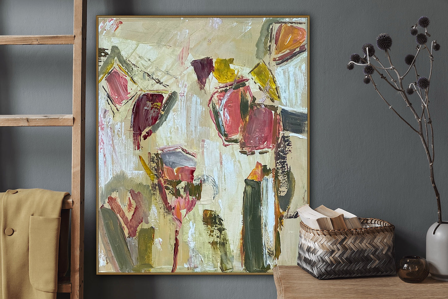 Oka Style Abstract contemporary Oil Painting On Canvas 50 x 60cm Orcia flower