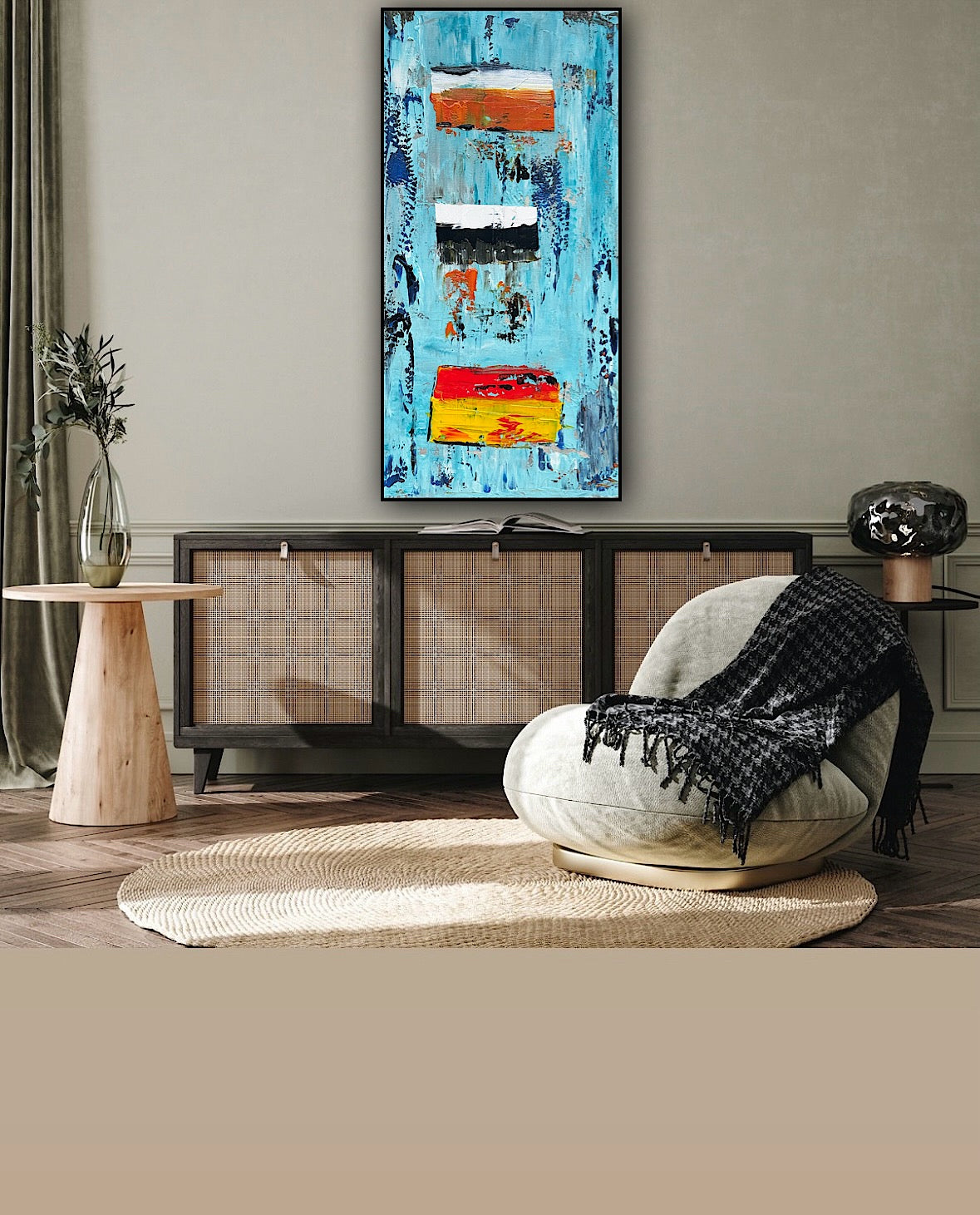 Oka Contemporary Abstract Original Oil Painting 30cm x 60cm textured Essenes of Strength