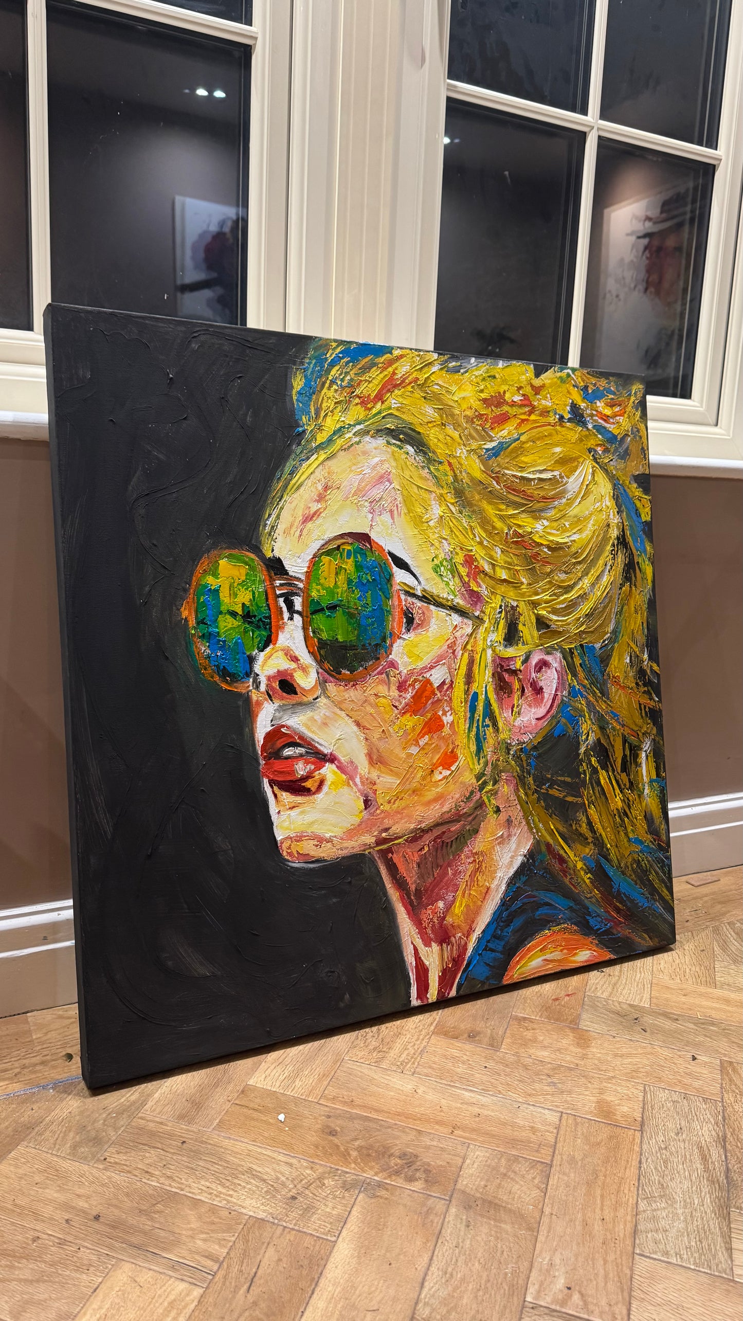 Abstract Original Oil Painting On Canvas 80x80cm Blondie Portrait of Woman textured