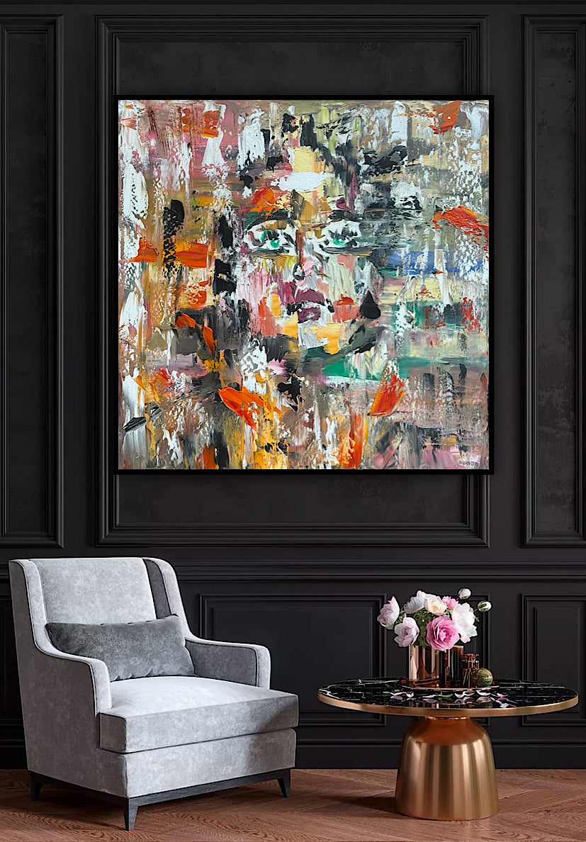Oka Contemporary Abstract Original Oil Painting On Canvas 80x80cm Woman’s Dreams textured