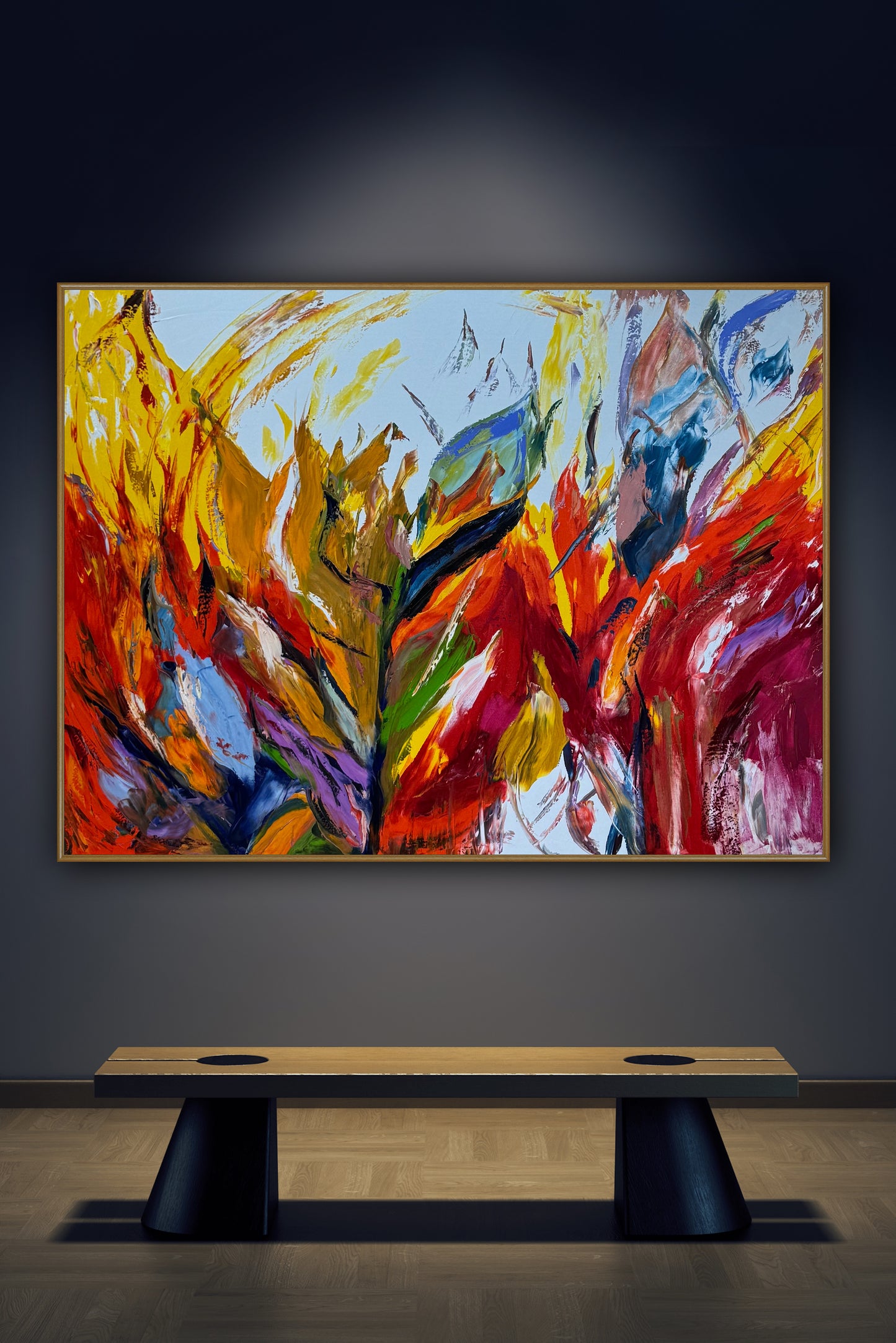 Large Abstract Original Oil Painting On 120x91cm canvas textured Flames of Nature