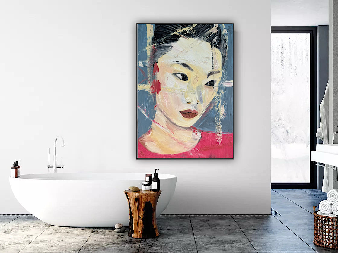 Woman’s portrait Original Abstract Oil Painting On Canvas 85 x 60cm Innocent Soul