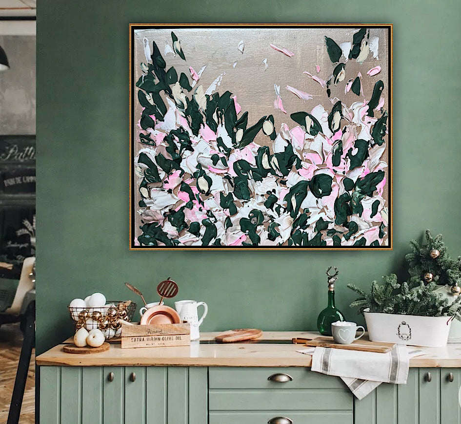 Framed Original Abstract contemporary Oil Painting On Canvas 45x40cm Eden Gardens II Oka