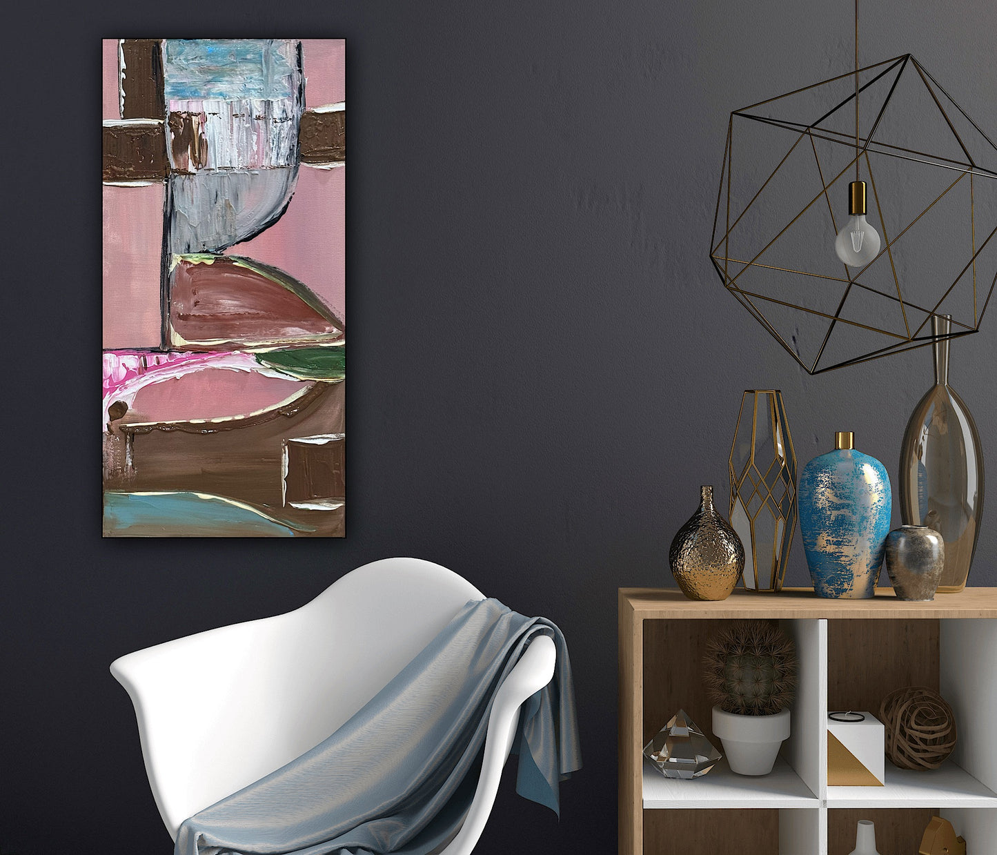 Oka Contemporary Abstract Original Oil Painting 30cm x 60cm textured Harmonic Layer