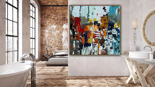 Oka Contemporary Abstract Original Oil Painting 100x100cm canvas Cityscape abstract